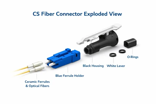 CS Fiber Connector Exploded View@hengtongglobal CS Fiber Connector Exploded View@hengtongglobal